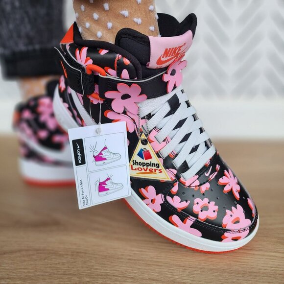 ⭐Nike Air Force 1 Mid Top Easy On Sz 7Y Big Kids Shoes Pink 3D Floral FQ3692-001 - Picture 3 of 14